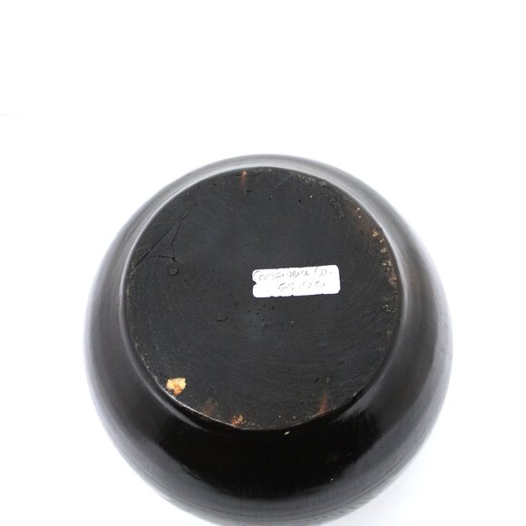 MEXICAN FOLK ART DARK BROWN CLAY POTTERY GINGER POT HAND-PAINTED FLORAL DESIGN - Picture 9 of 10